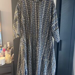 Blue embroidery embellishments Women's Dress underlined modest abaya caftan